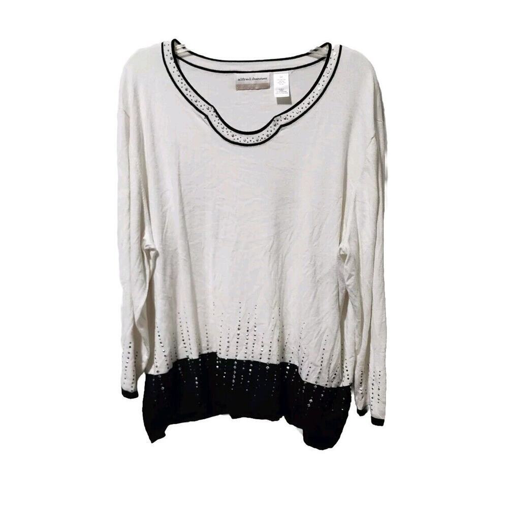 Alfred Dunner 3x Sweater Black And White With Rhinestones